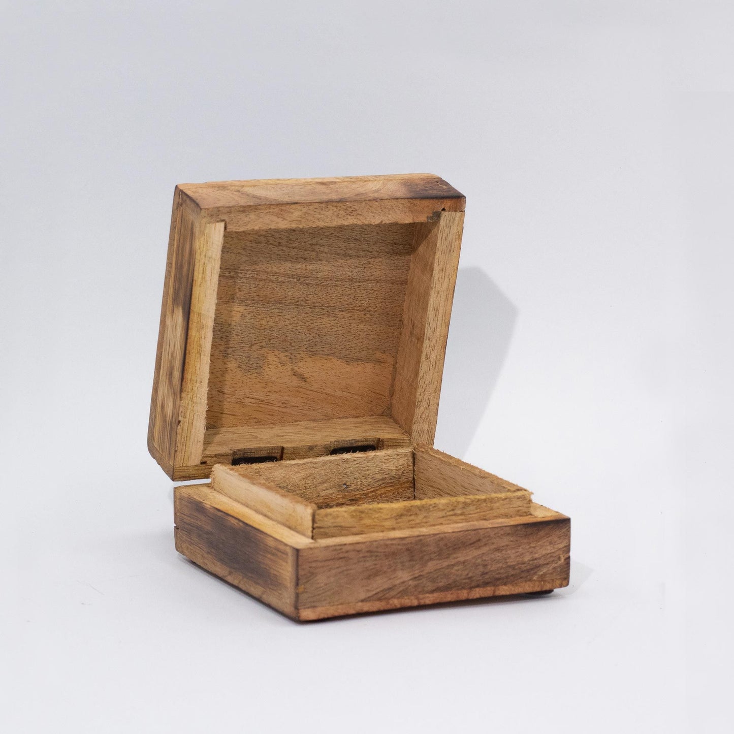 Caja cuadrada esmaltada pequeña 10x10x4.2cm - Seta verde azulado