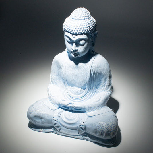 Sky blue Buddha lamp for meditation - oval stand