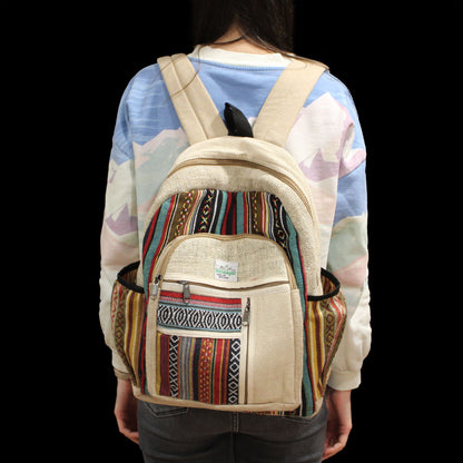 Mochila grande de cáñamo - Estilo cremalleras rectas