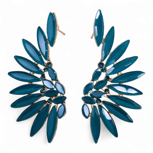 Pendientes de Cristal Vintage - Alas de ángel - Verde Turquesa