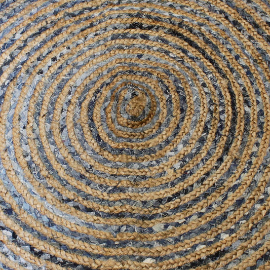 Alfombra Redonda de Yute y Reciclaje de Mezclilla -  90 cm