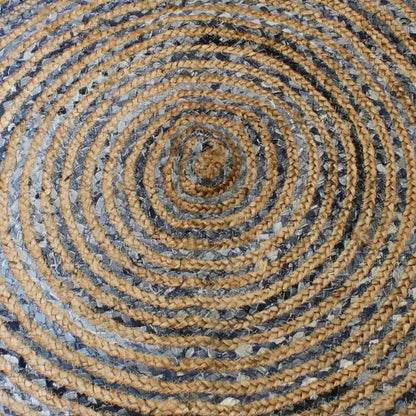 Alfombra Redonda de Yute y Reciclaje de Mezclilla - 120 cm