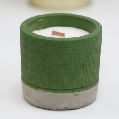 Olla - Verde - Musgo de Mar y Hierbas - Velas de madera de hormigón