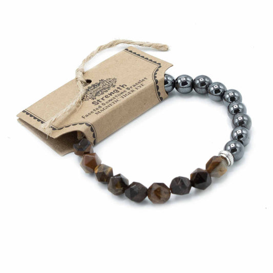 Carved Gemstone Bracelet - Magnetic Tiger's Eye