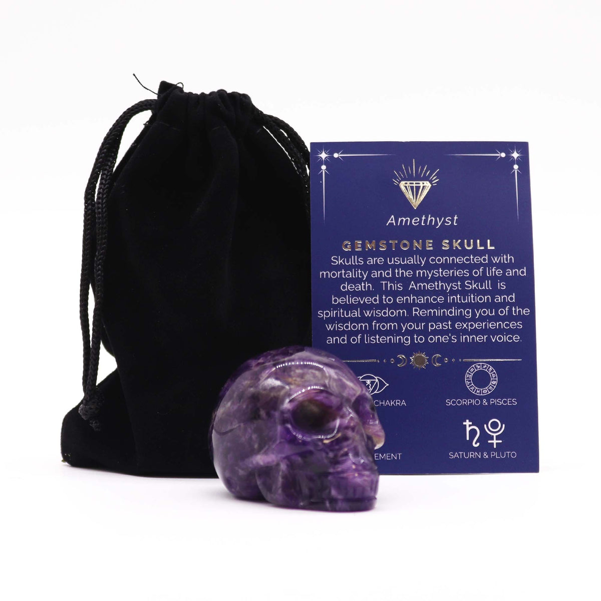 Gema Calavera Grande - Amatista- 50x40x30mm - Figuras de Piedras Preciosas