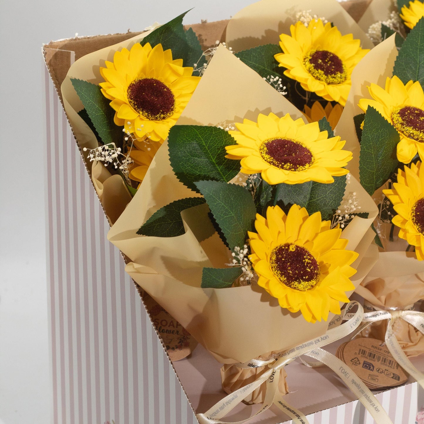 Flor de jabón - Ramo de dos girasoles