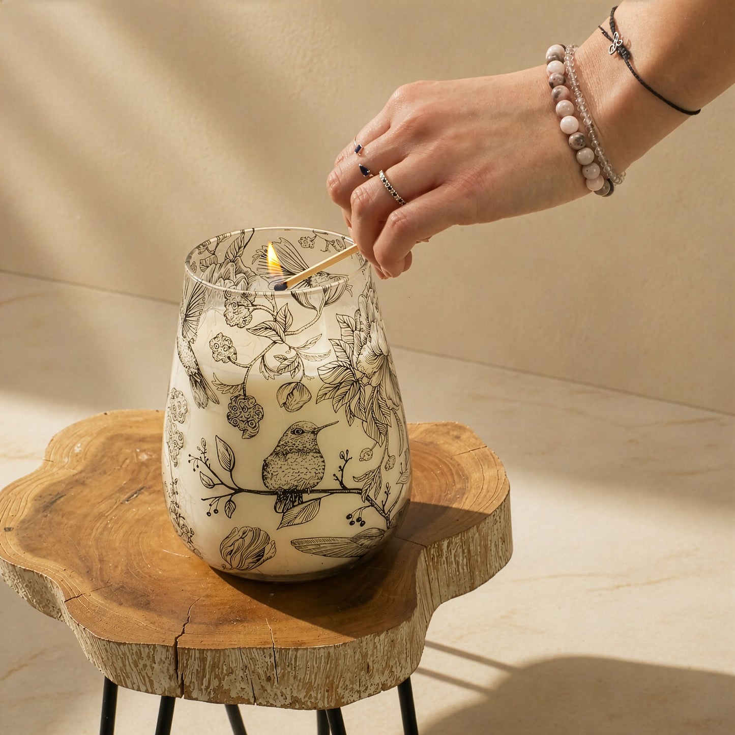 Velas en frasco de vidrio alto - Dibujadas por la llama - Velas en tarros de vidrio, cera de parafina