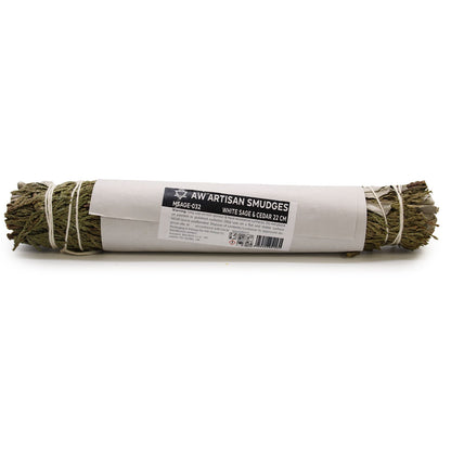 Atado de Hierba - Salvia Blanca y Cedro 22 cm - Atados de Smudge – Envuelto individualmente