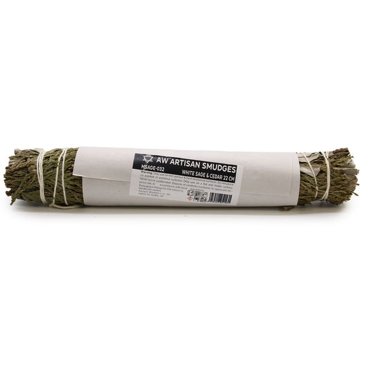Atado de Hierba - Salvia Blanca y Cedro 22 cm - Atados de Smudge – Envuelto individualmente