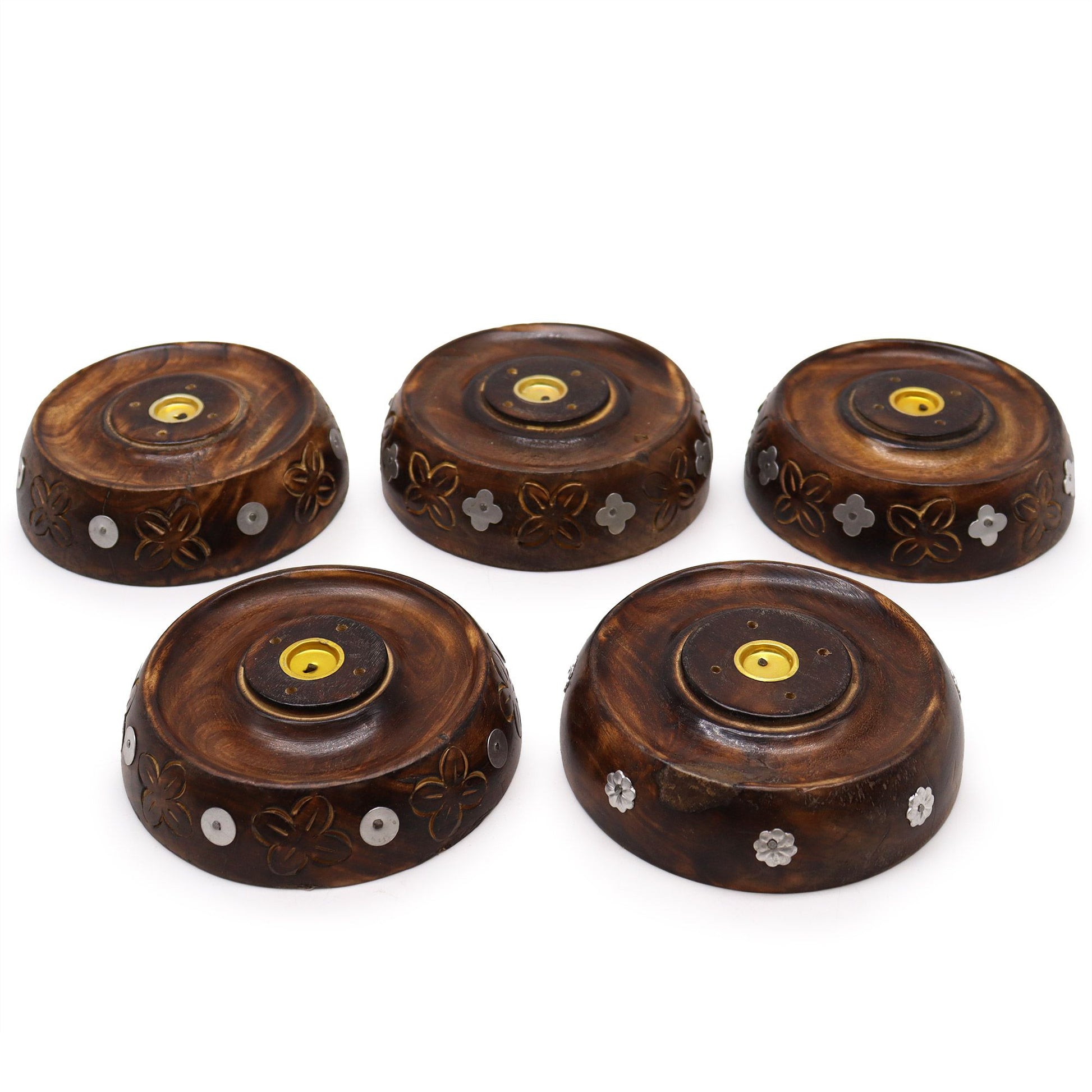 Cone & Stick Burner- Asst Design - Mango Wood - Soporte de Incienso