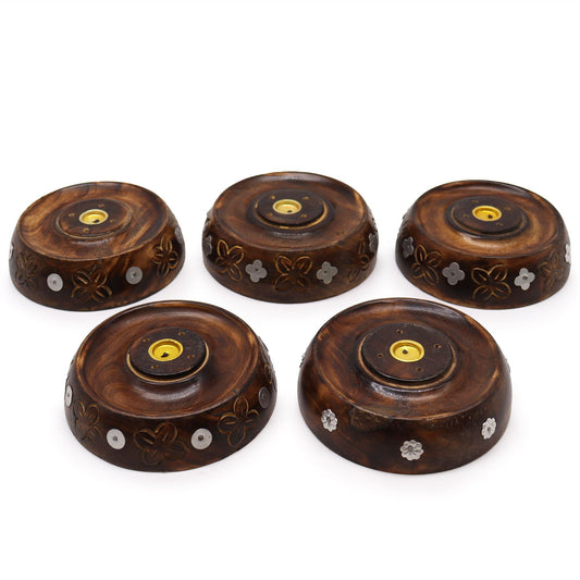 Cone & Stick Burner- Asst Design - Mango Wood - Soporte de Incienso