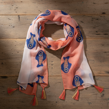 Bufanda Nomad Sari Aqua Fish – Coral (180x50 cm)