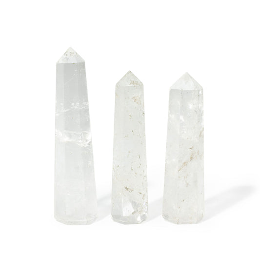 Punta de obelisco de seis caras de piedra preciosa aprox. 11 cm - Cuarzo claro - Puntas del Obelisco de Piedras Preciosas
