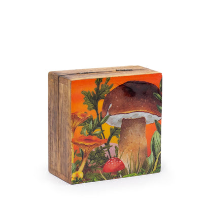 Boîte Carrée Émaillée Petite 10x10x4.2cm - Champignon Grenat