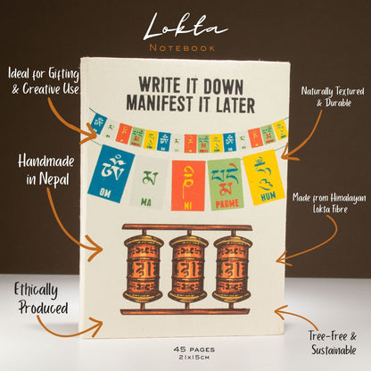 Cuaderno de inspiración Lrg Lokta (21x15cm) - 45 hojas - Escríbelo - incluye marcador