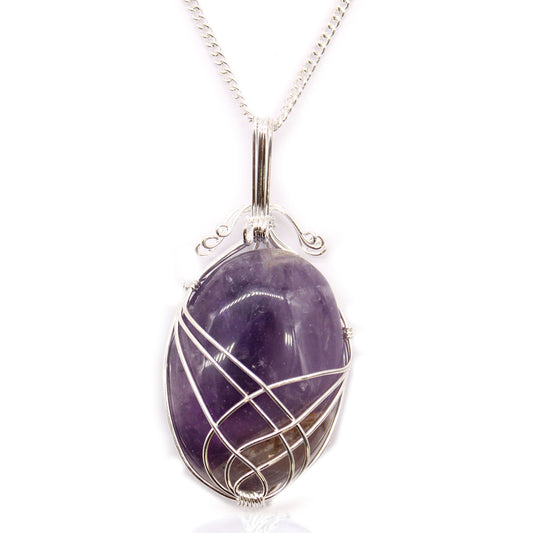 Collier de pierres enveloppées en spirale - Améthyste
