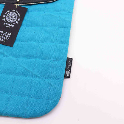 Funda acolchada para portátil - Turquesa espectacular - Lavado de piedra de 14 oz