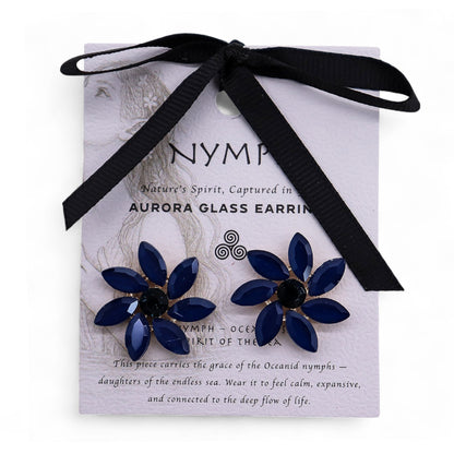Pendientes de Cristal Vintage - Flores - Azul