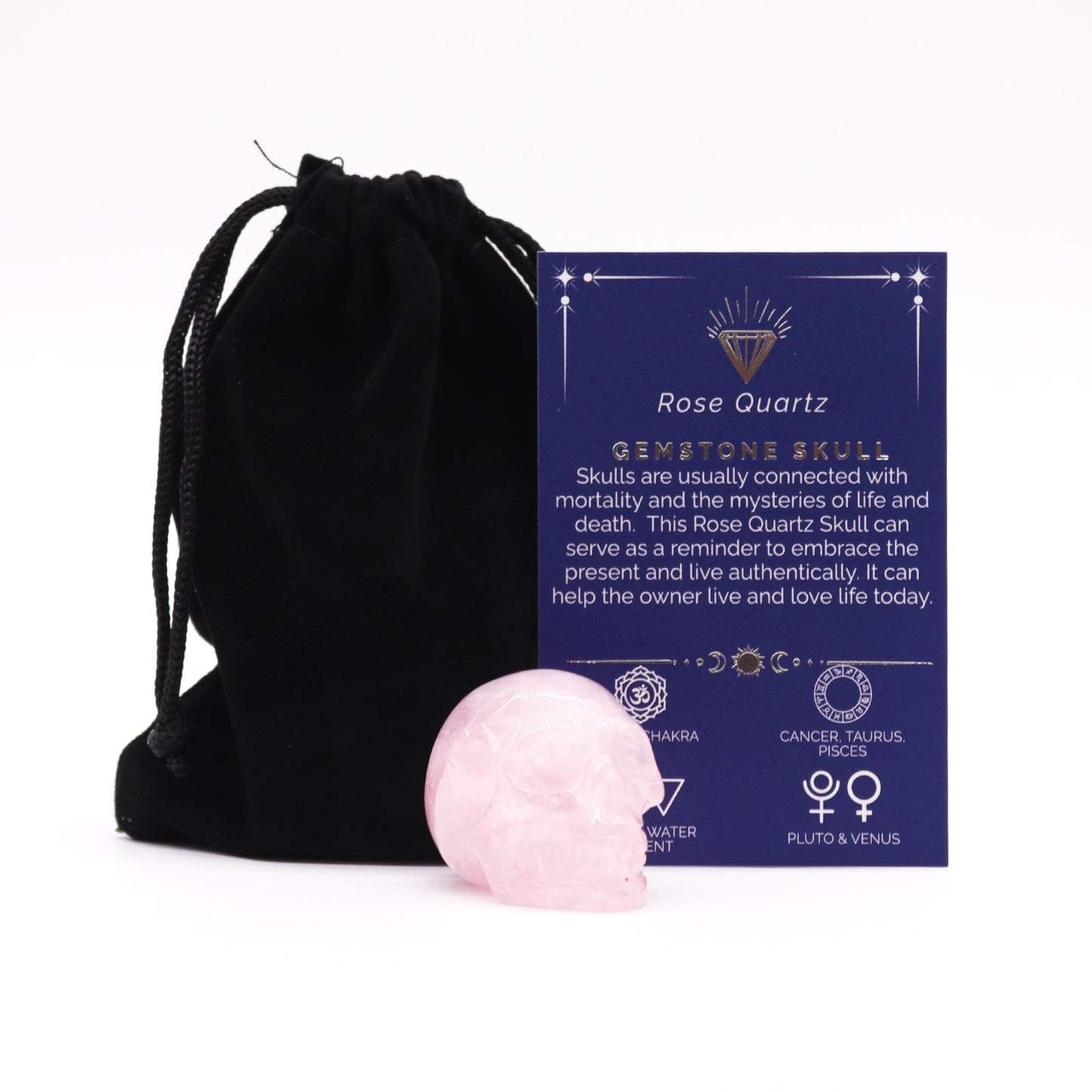 Piedra Preciosa Calavera Pequeña - Cuarzo Rosa - 40x30x28mm - Figuras de Piedras Preciosas