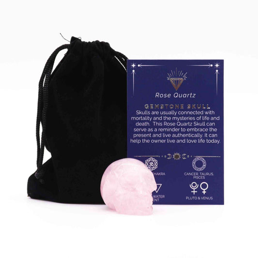 Piedra Preciosa Calavera Pequeña - Cuarzo Rosa - 40x30x28mm - Figuras de Piedras Preciosas