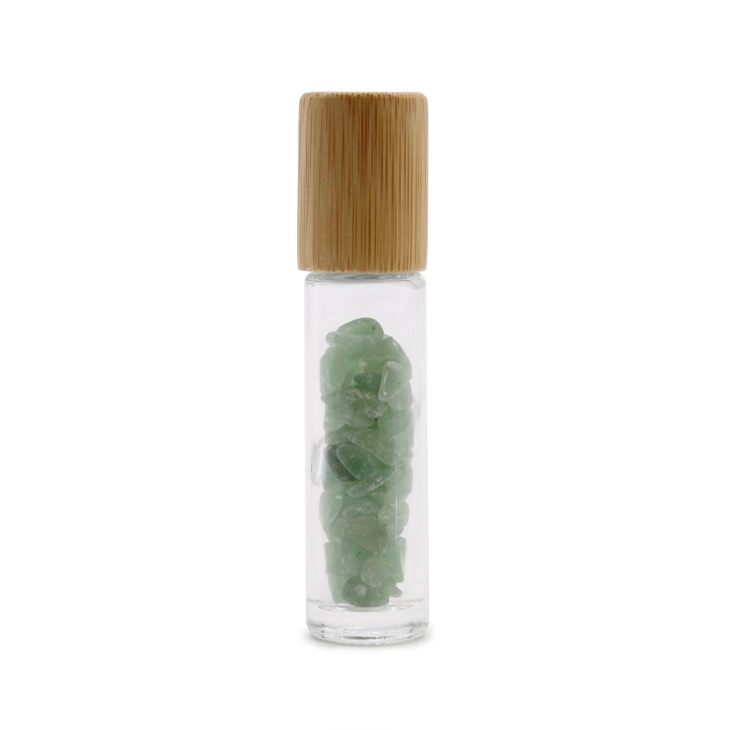 Botella de rodillo de aceite esencial de piedras preciosas - Aventurina - Tapa de madera - Botellas Roll-on con gemas 10ml