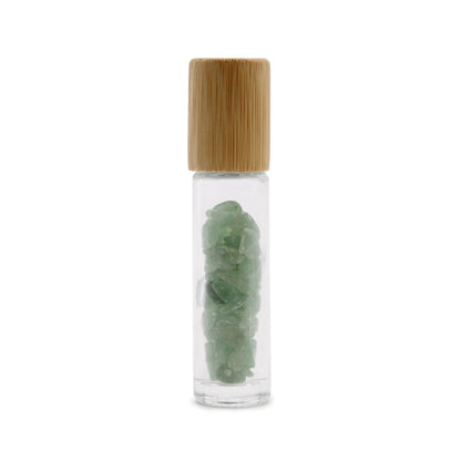 Botella de rodillo de aceite esencial de piedras preciosas - Aventurina - Tapa de madera - Botellas Roll-on con gemas 10ml