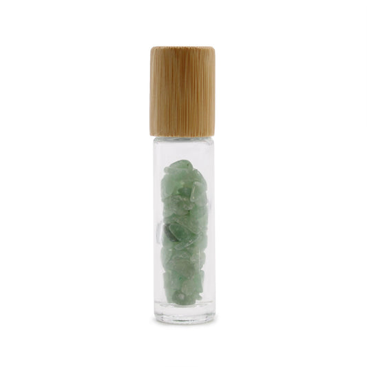 Botella de rodillo de aceite esencial de piedras preciosas - Aventurina - Tapa de madera - Botellas Roll-on con gemas 10ml