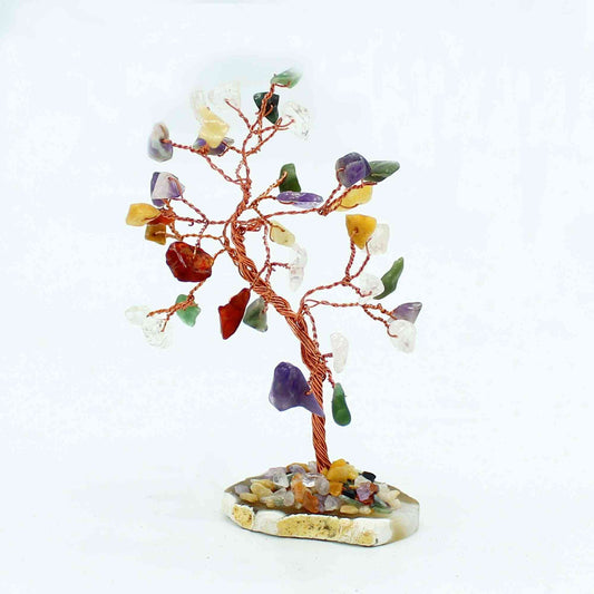 Árbol de piedras preciosas: Piedras múltiples sobre base de ágata natural (35 piedras) - Gemstone Wishing Trees, artesanal