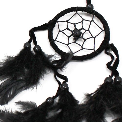 Dreamcatcher Bali small hoop - Black/White/Red
