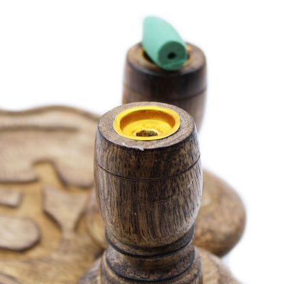 Sm Quemador Inverso Madera de Mango - Brass Buddha - Quemador de Flujo Inverso de Madera de Mango