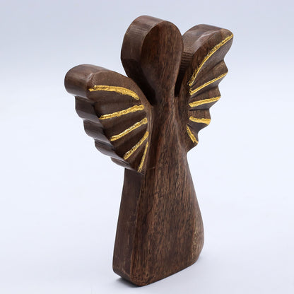 Ángel grande de madera de mango - decoración dorada