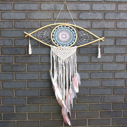 Atrapasueños - Lrg Macramé Ojo Azul / Blanco / Rosa