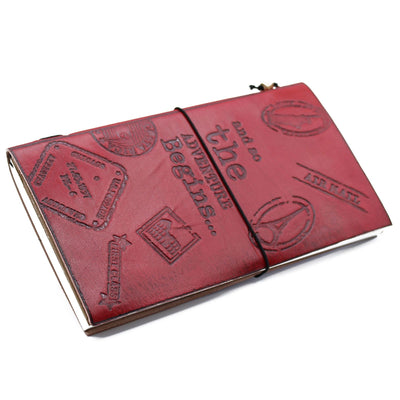 Leather Journal - The Adventure Begins - Red - (80 pages)