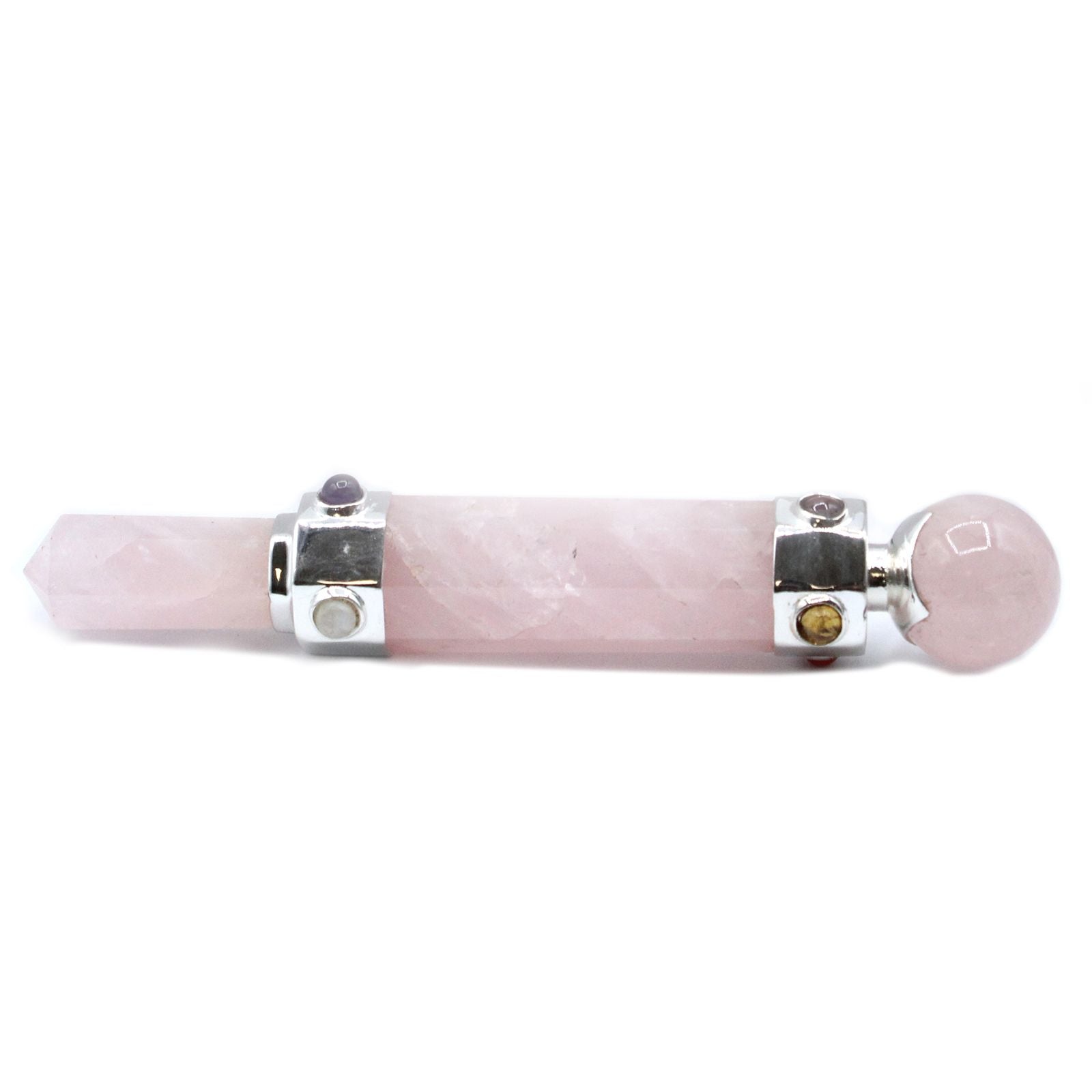 Varita Curativa de Cristal Hexagonal - 12 cm - Cuarzo Rosa - Varitas de Sanación con Cristales, artesanal