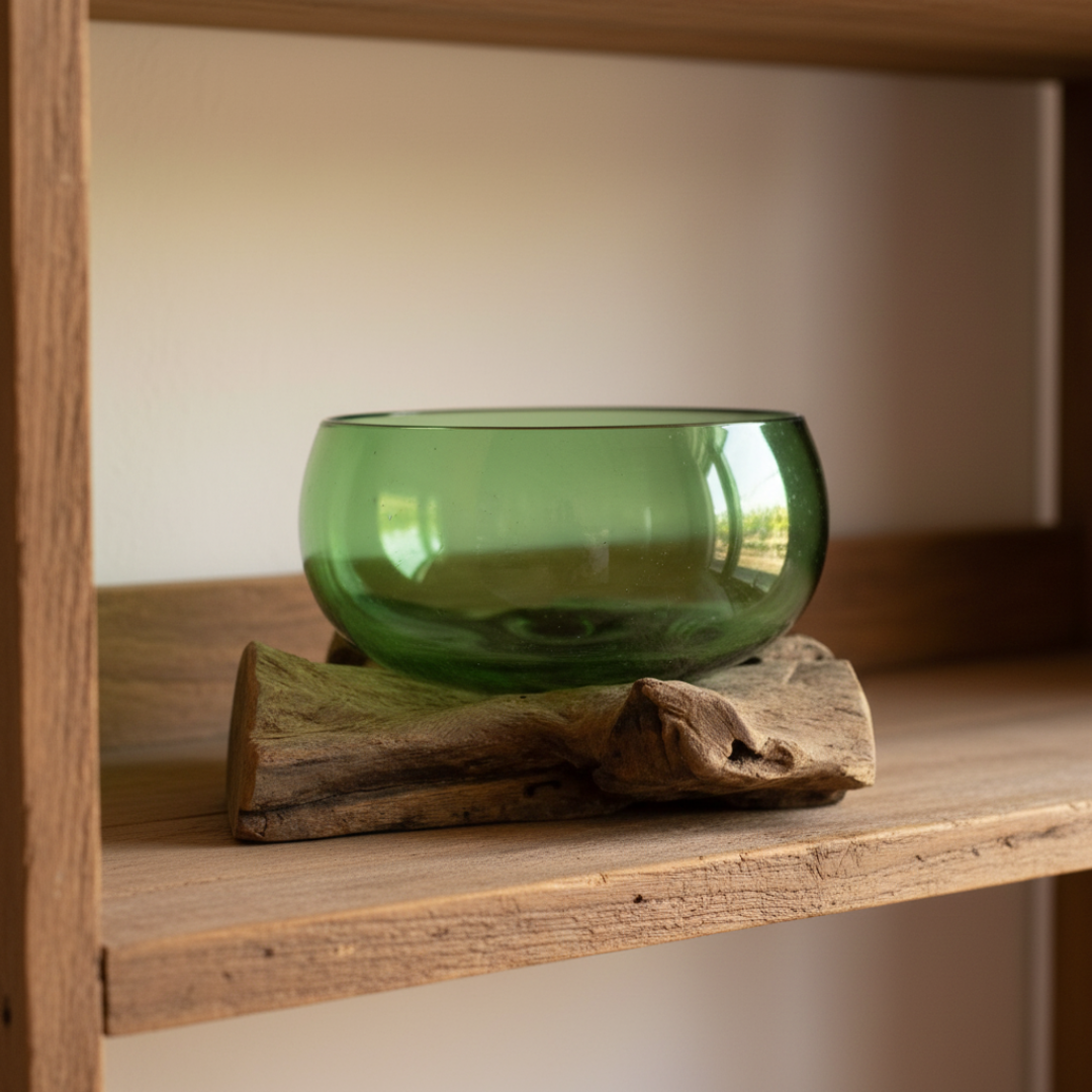 Botellas de cerveza recicladas - Cuenco Ancho en Madera