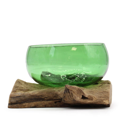 Recycled Beer Bottles - Wide Wooden Bowl