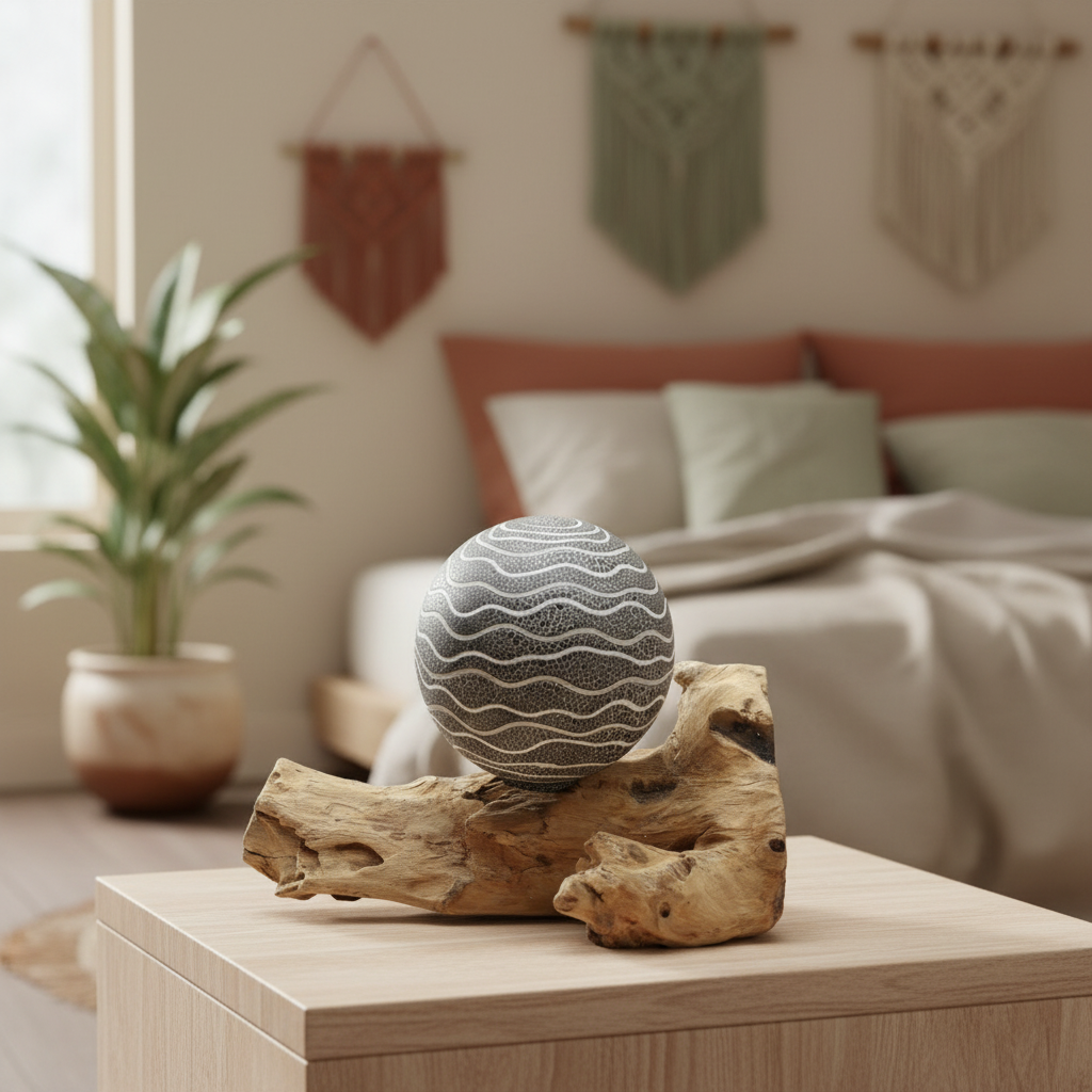 Striped Spherical Glass Table Lamp · 1 unit