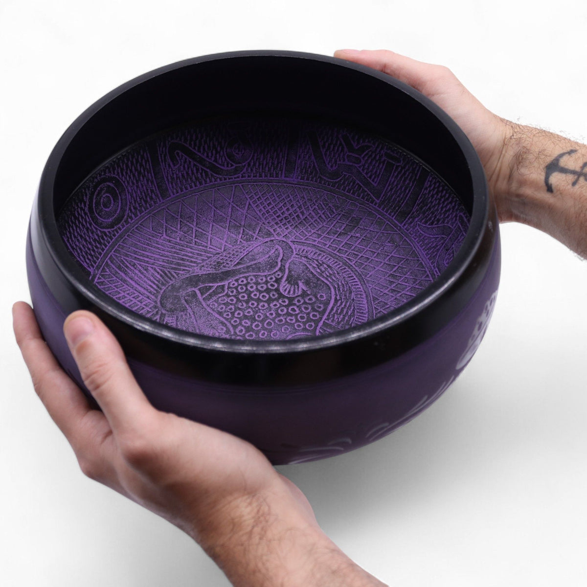 Cuenco tibetano en forma de hongo - Purple Haze (23x10,5 cm, 1,3 kg) - Artículos Tibetanos