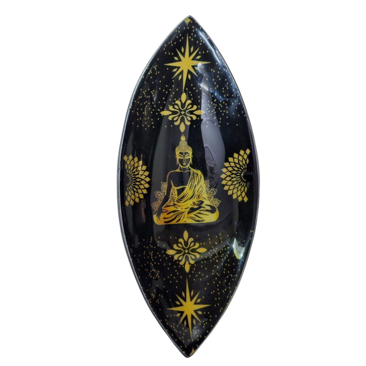 Cuenco de incienso esmaltado - aluminio - Buda dorado y negro - Colección de cuencos de incienso esmaltados