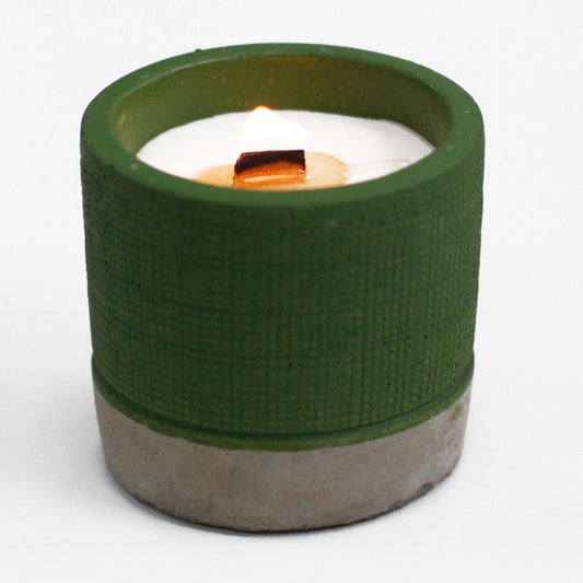 Olla - Verde - Musgo de Mar y Hierbas - Velas de madera de hormigón