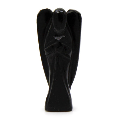 Ángel de piedra preciosa tallada a mano - ágata negra - Figuras de Piedras Preciosas