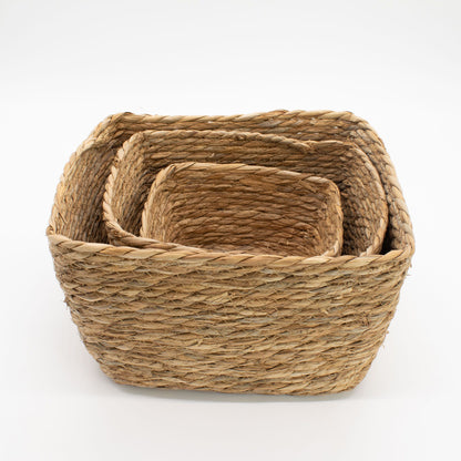 Cestas cuadradas de hierba marina - Natural - Juego de 3