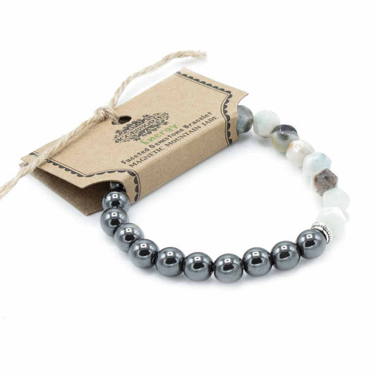 Bracelet en Pierres Précieuses Sculptées - Jade de Montagne Magnétique