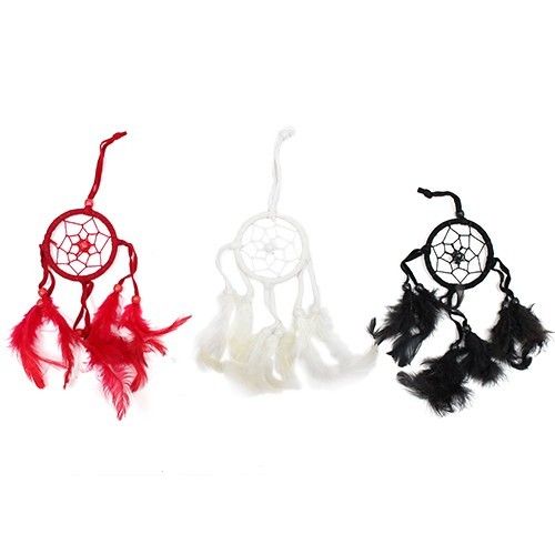 Dreamcatcher Bali small hoop - Black/White/Red