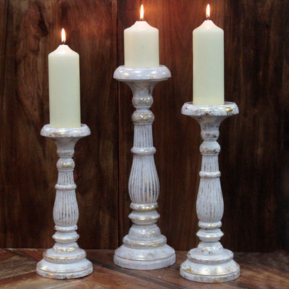 Soporte de vela mediano - oro blanco - Soportes de Velas Vintage