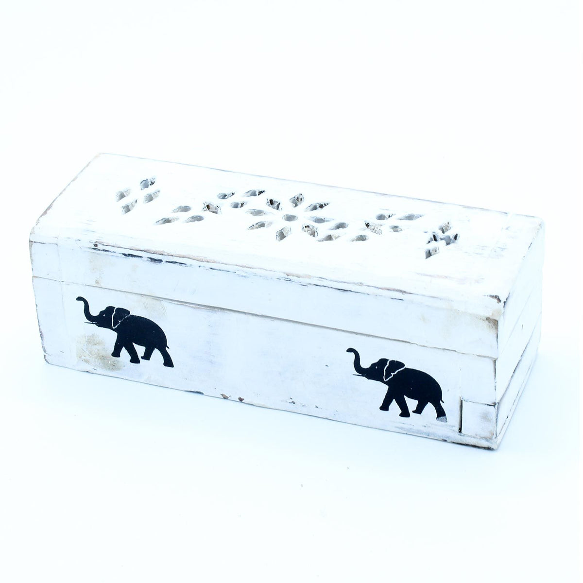 Porta Incienso Acabado en Blanco - Caja de Conos para el humo de 15 cm - Porta-inciensos de madera