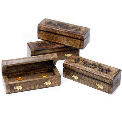 Incense Cone Smoke Box 6" - Mango Wood - Soporte de Incienso