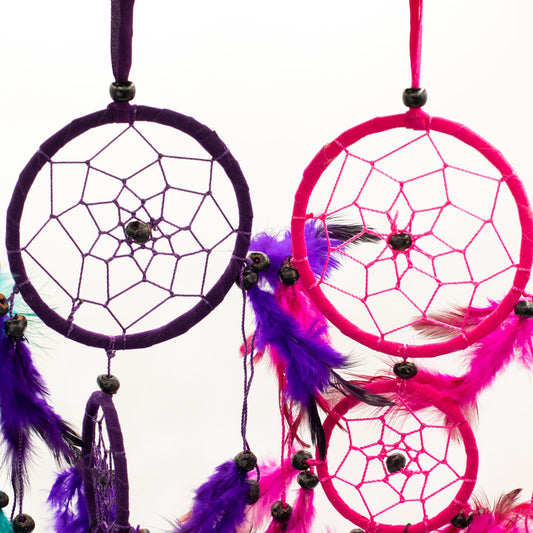 Dreamcatcher Bali Medium Hoop - Turquoise/Pink/Purple
