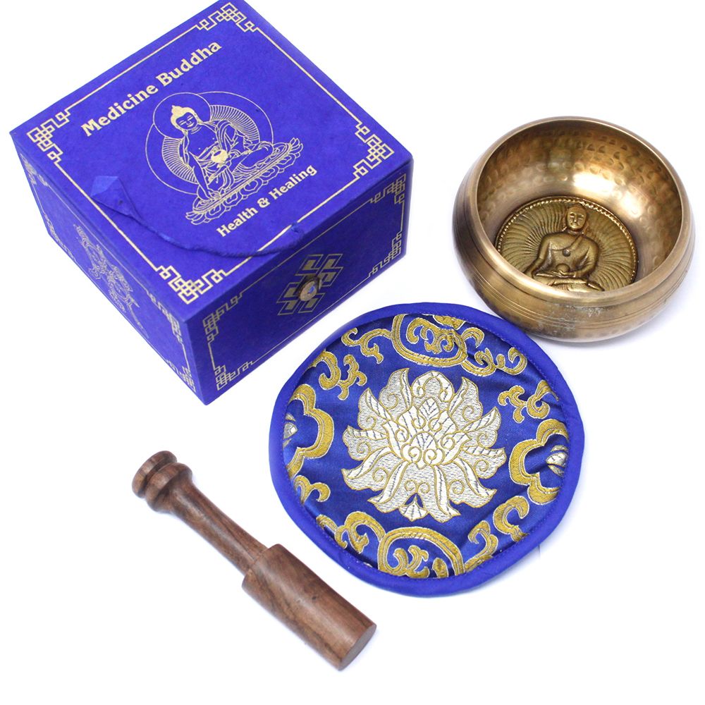 Cuenco tibetano set - Medicina Buda 10cm (min 500gm) - Set de Regalo Tibetano