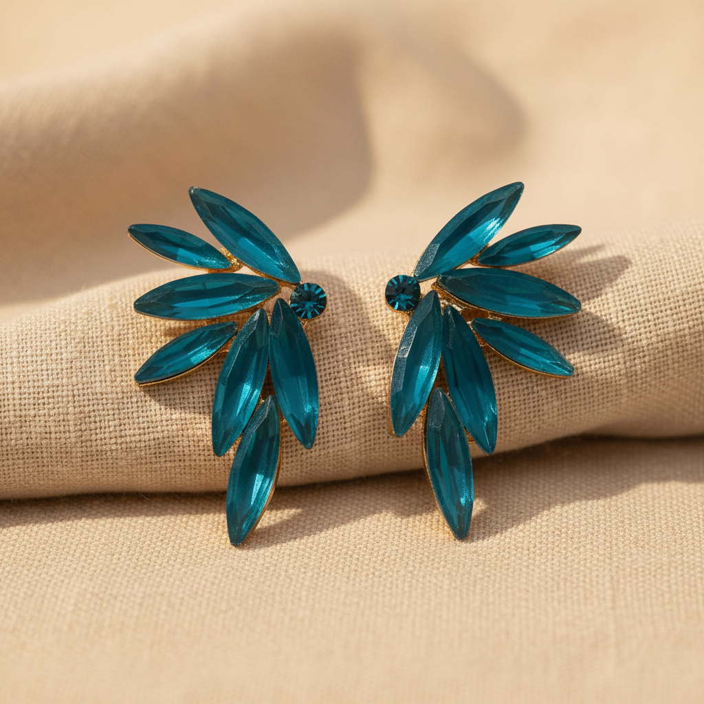 Vintage Crystal Earrings - Fairies - Turquoise Green